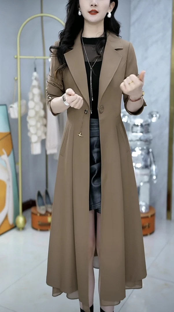 杭州意法风衣外套女2025春季新款时尚洋气质贵夫人显瘦中长款大衣