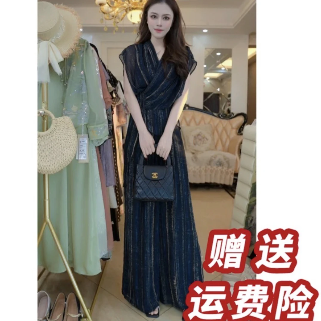 2025夏季新款时髦洋气设计感上衣阔腿裤两件套