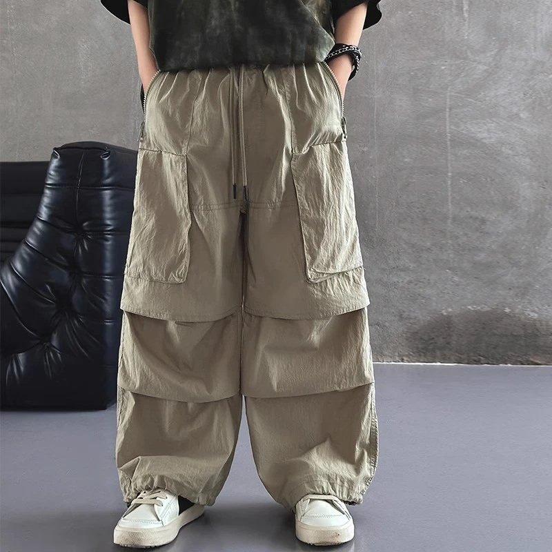 男童裤子春夏款8-16岁中大童男孩长裤学生工装裤2025新款宽松6668