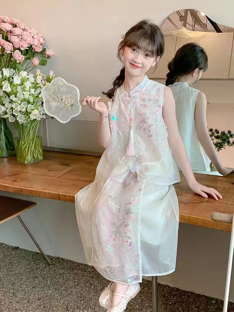 【新疆包邮】夏季新款亮片国风两件套X013