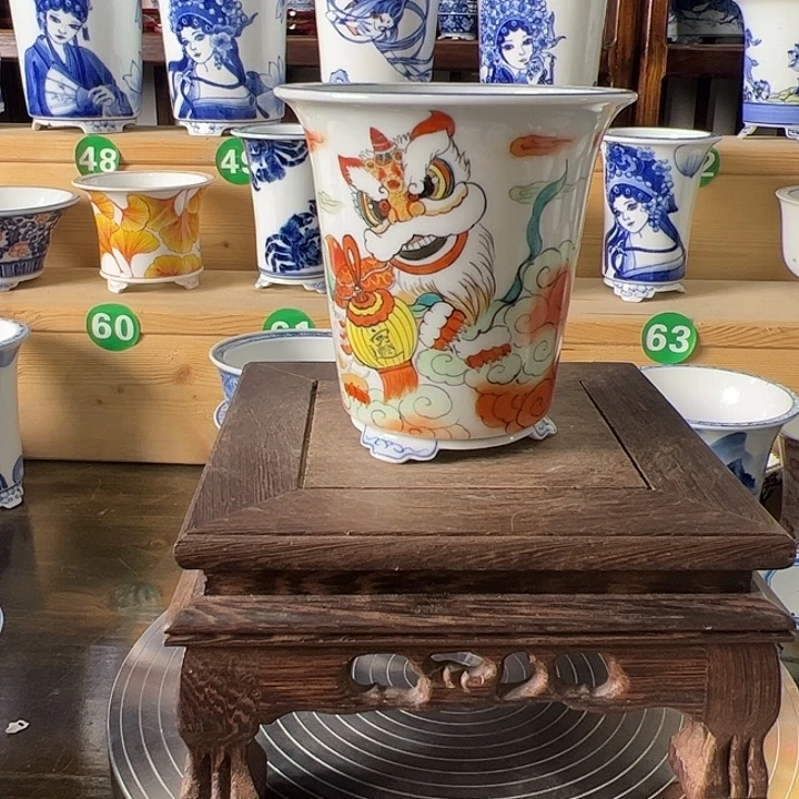 摆件墨奈手绘手工陶瓷花盆