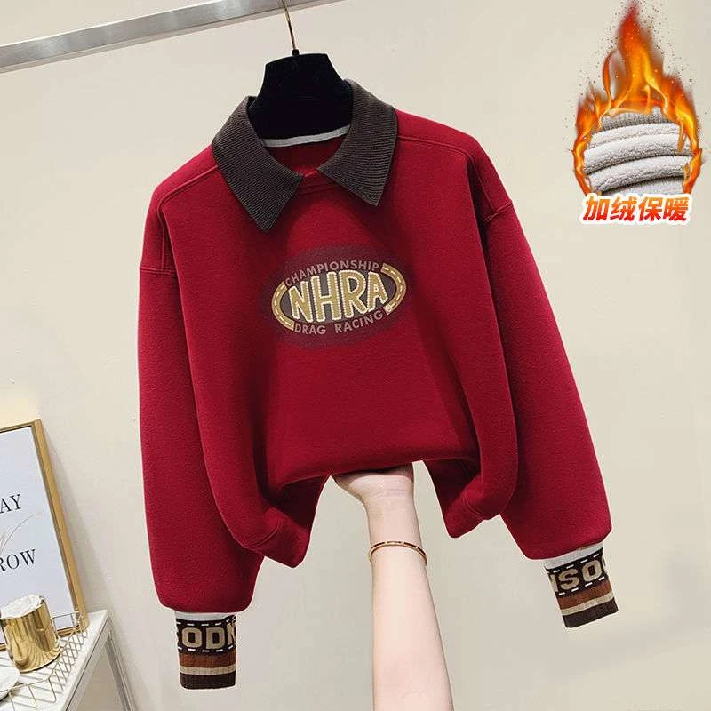 巴拉【同款】女童冬款外套安可拉红爆款卫衣新款中大童秋冬加绒保