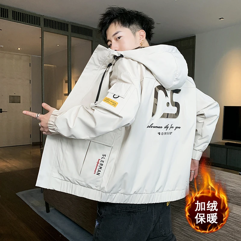 稻草人高档外套男士秋冬款2025新款潮流休闲帅气时尚加绒加厚夹克