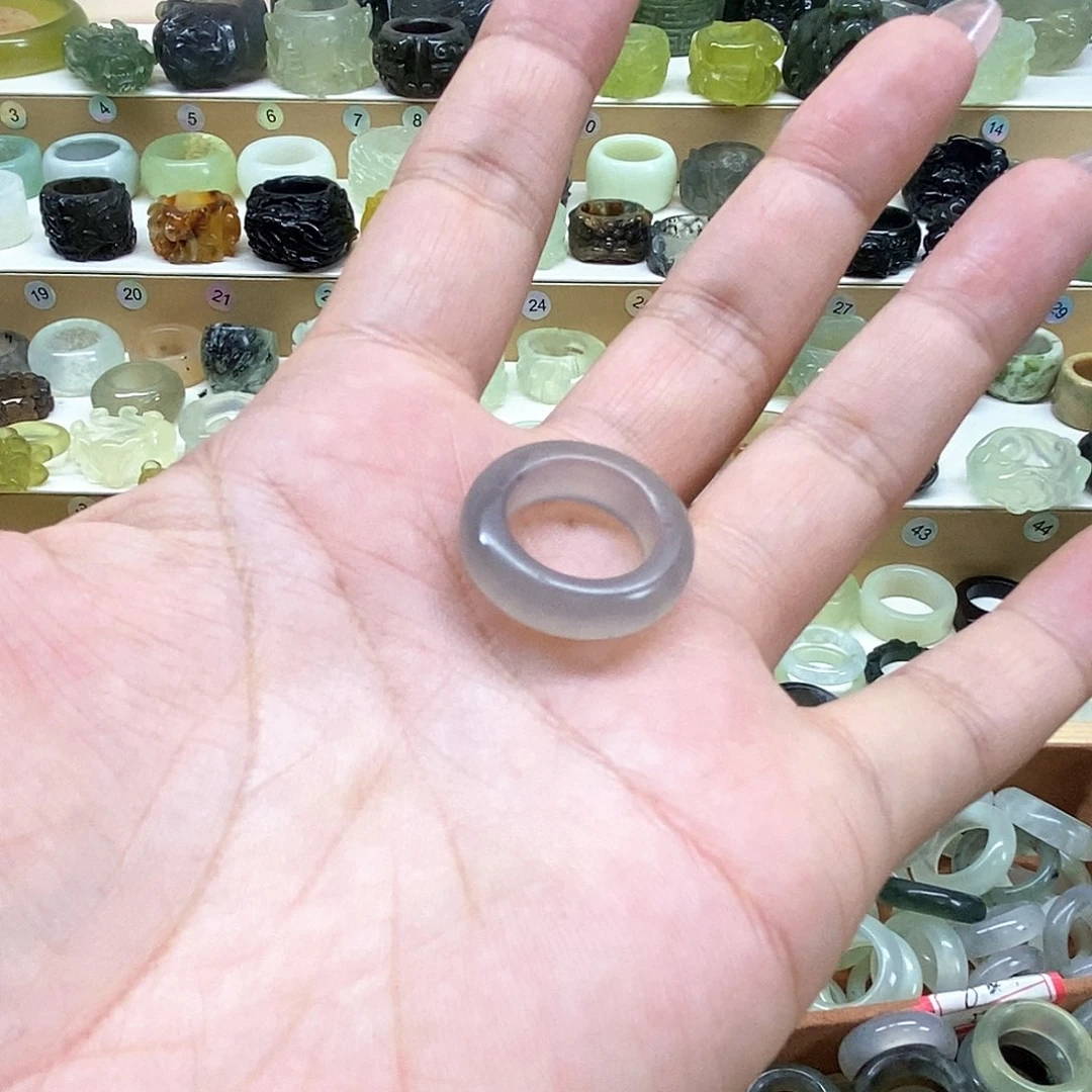 @***天未镶嵌岫玉天然玉石戒指