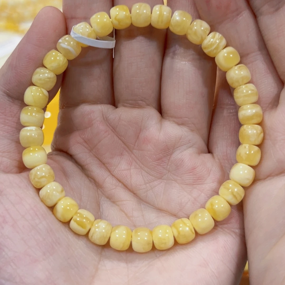 蜜蜡未镶嵌手链6.5m浓蜡虎皮妖花 开播福利 漏