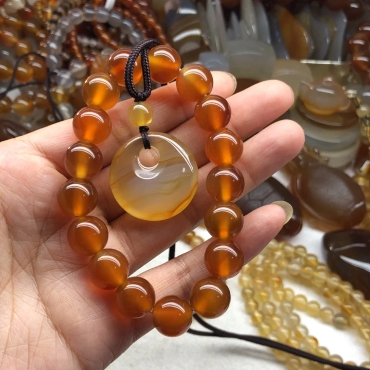 冰***艳玛瑙/玉髓手链未镶嵌