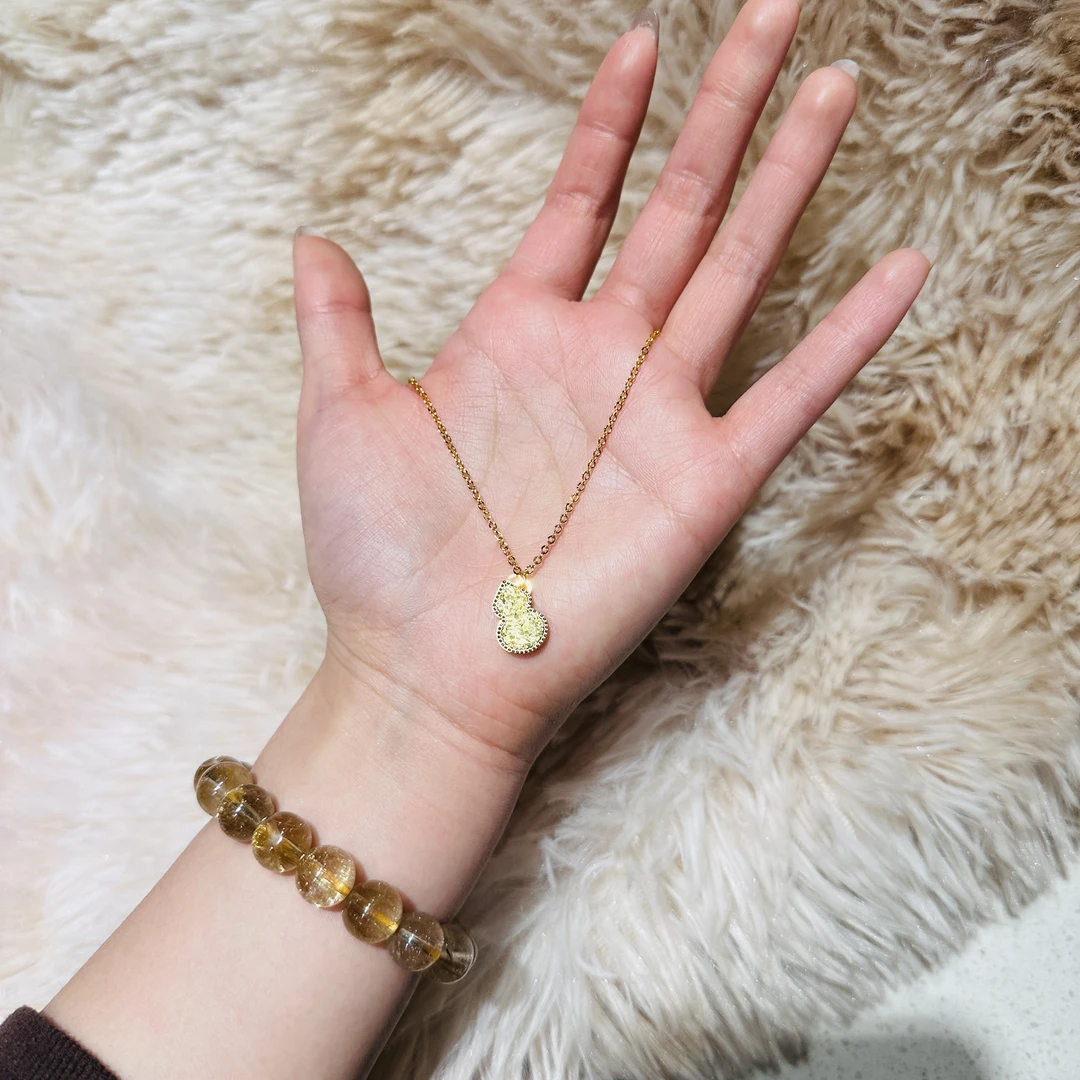 铜合金项链 b53龙鳞葫芦项链气质轻奢时尚百搭小众金色坠链