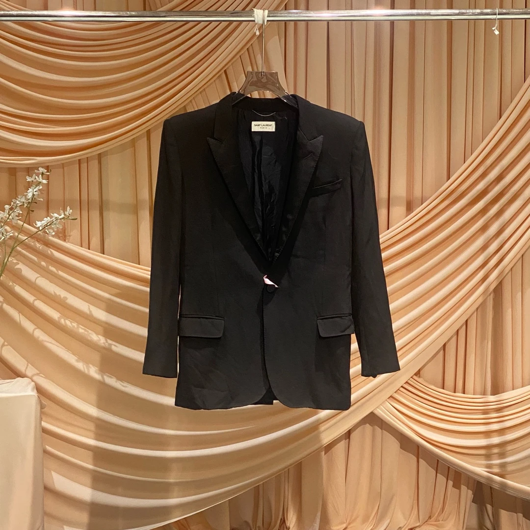99新 YSL/圣罗兰 Saint Laurent sl黑色西装外套/50码/99新/38238