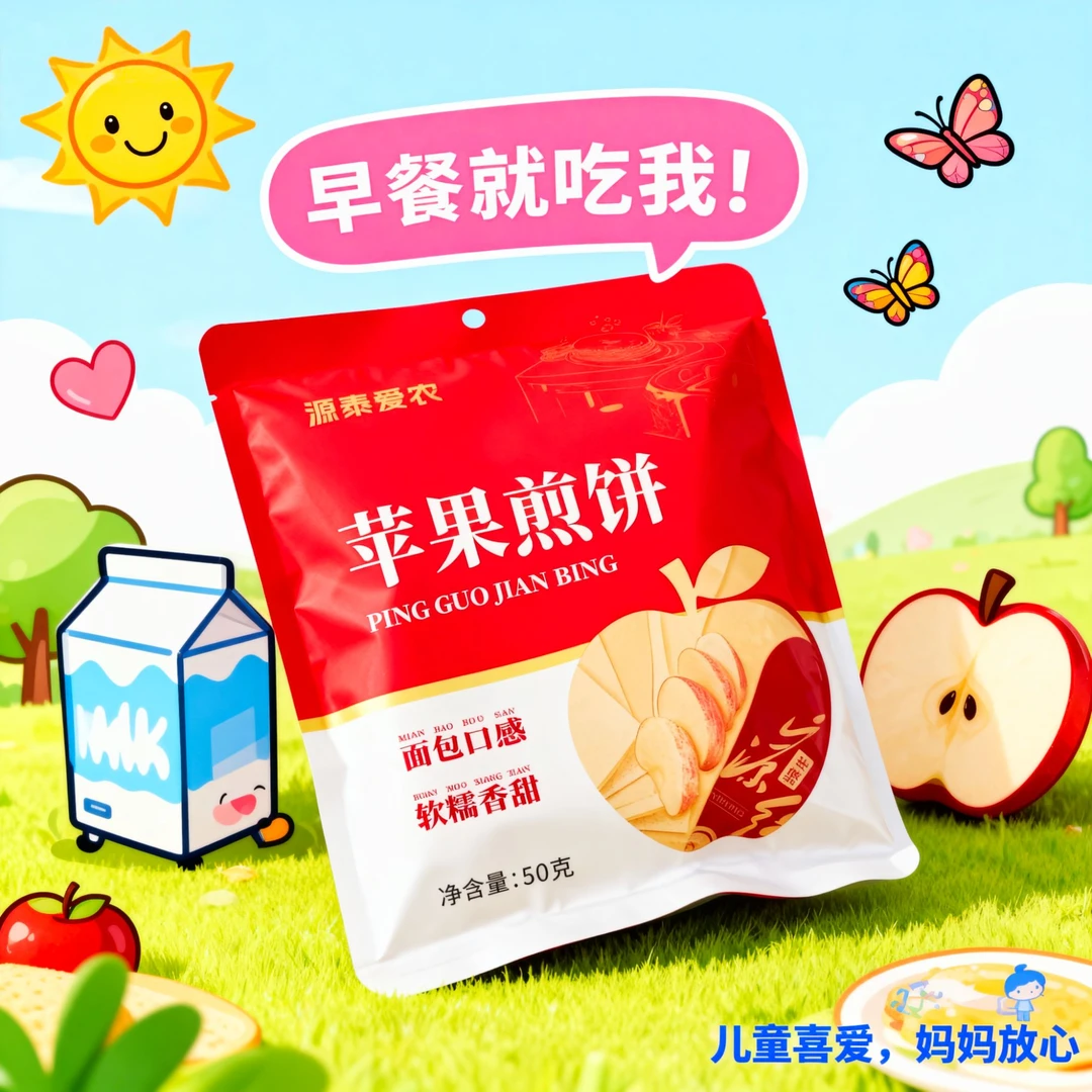 儿童早餐必备【苹果煎饼】粗粮加苹果松软可口开袋即食