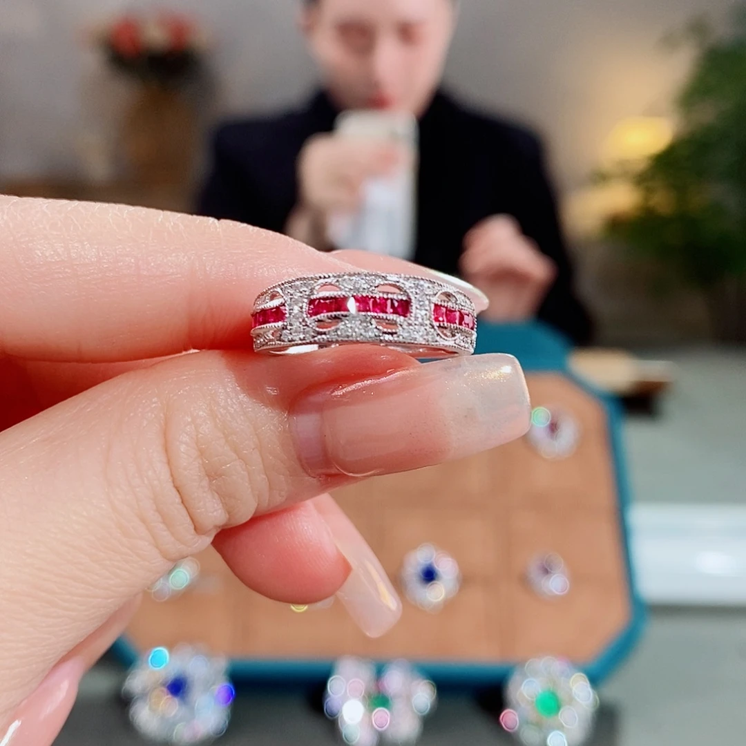红宝石戒指18K金镶嵌0.43ct