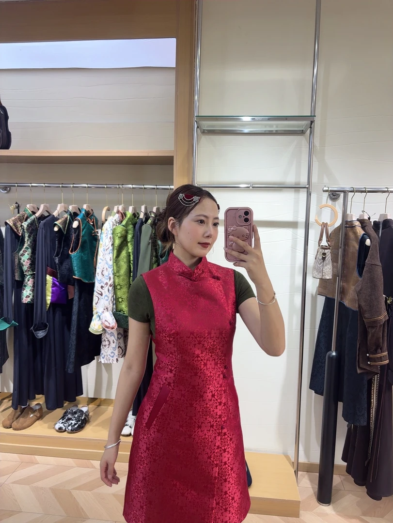 M003-新宝相花纹撞色夏季连衣裙式马甲陶萨原创轻民族服饰