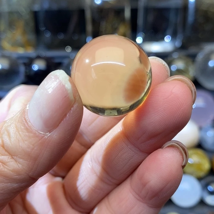 【闪购商品】水晶黄水晶单珠未镶嵌?****?定制打通孔不退不换