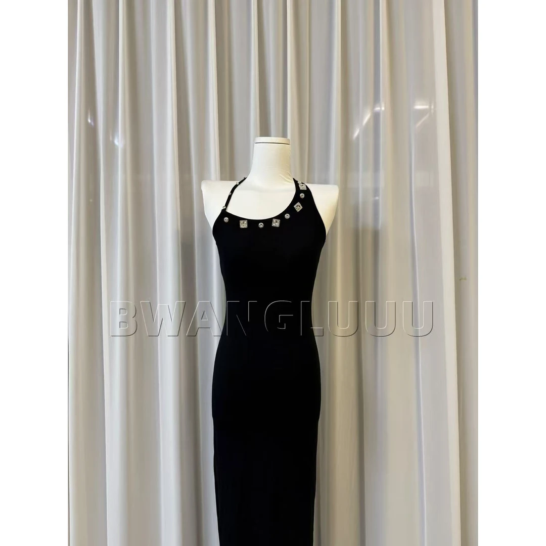 【徐徐啊】星辰锁骨-设计款钻扣锁骨系列知性中性性感长裙