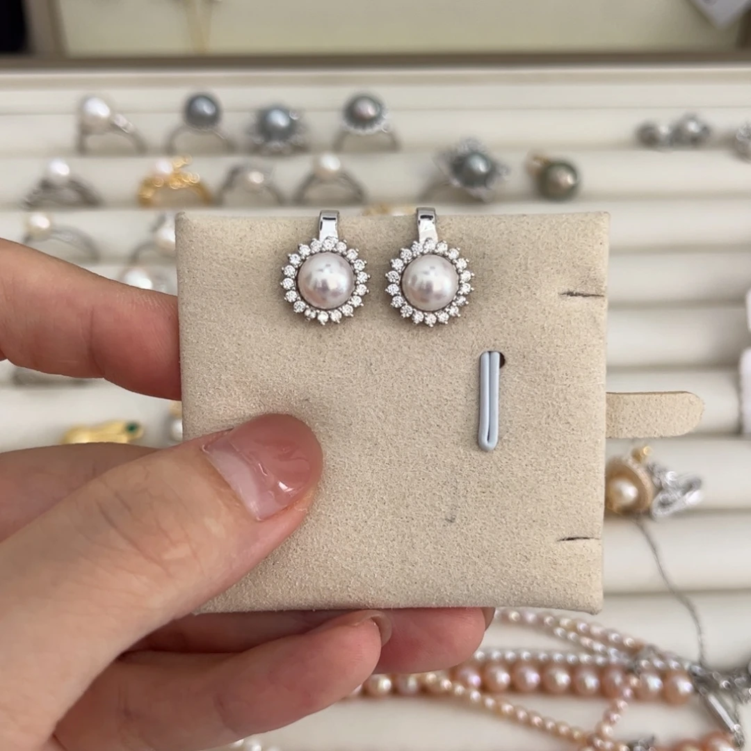 银S925镶嵌耳饰海水珍珠