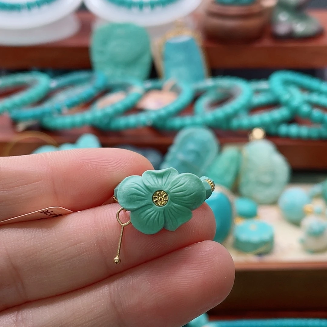 绿松石18K金镶嵌珠宝半成品