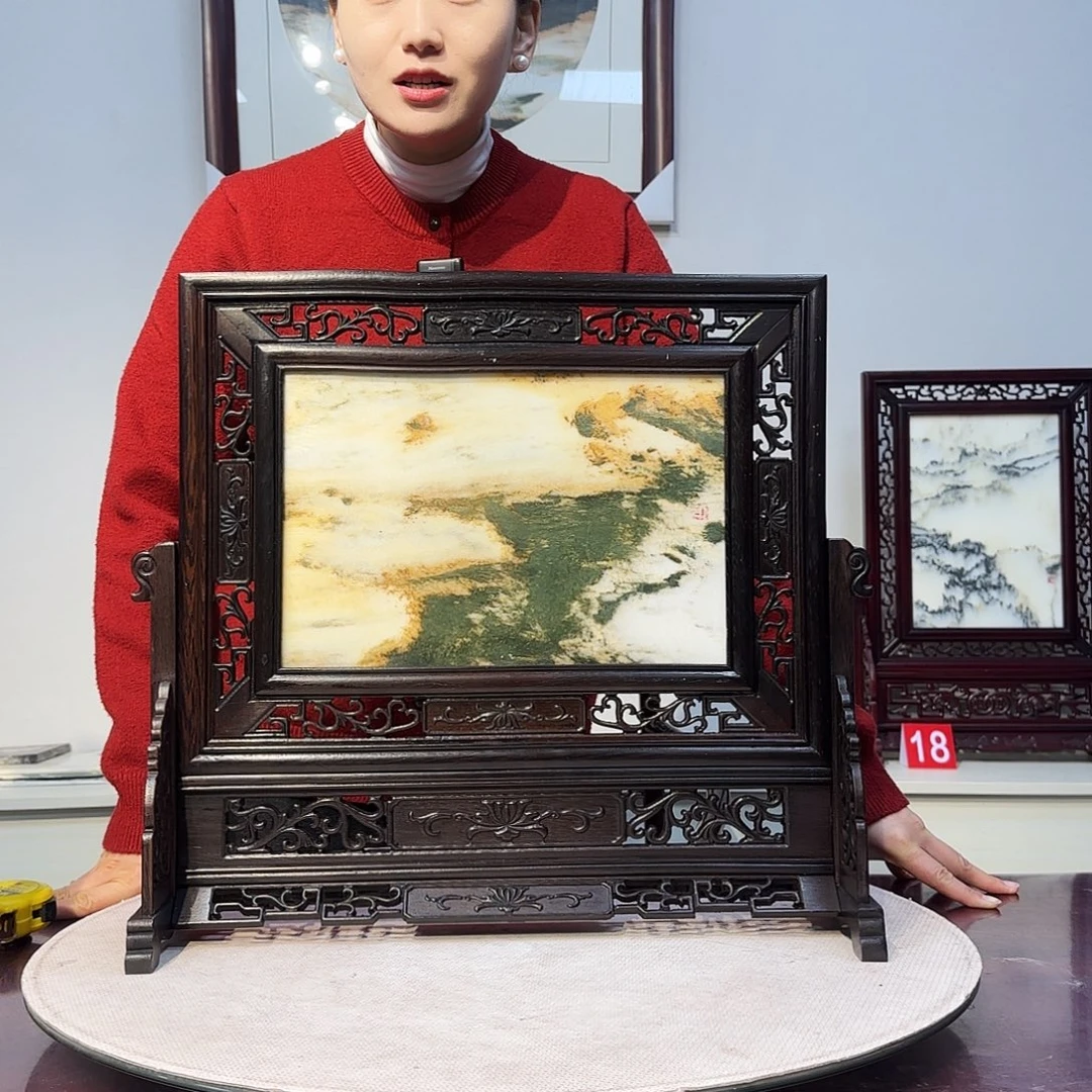 石材天然大理石画屏风47×42