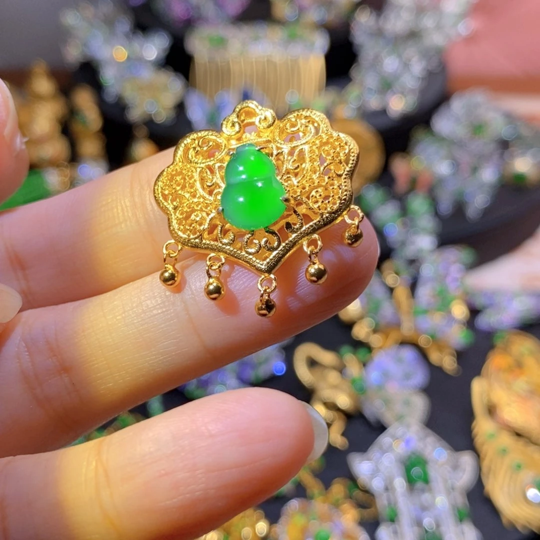 吊坠(不含链)银S925镶嵌翡翠