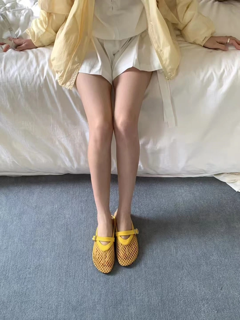 米古古DS# 2# 复古韩系慵懒平底网面半拖