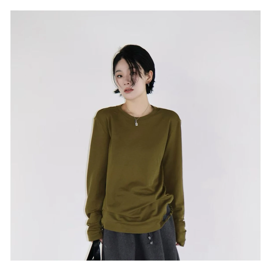 LIS&AZ-芥末绿长袖打底T-DTNL2505217