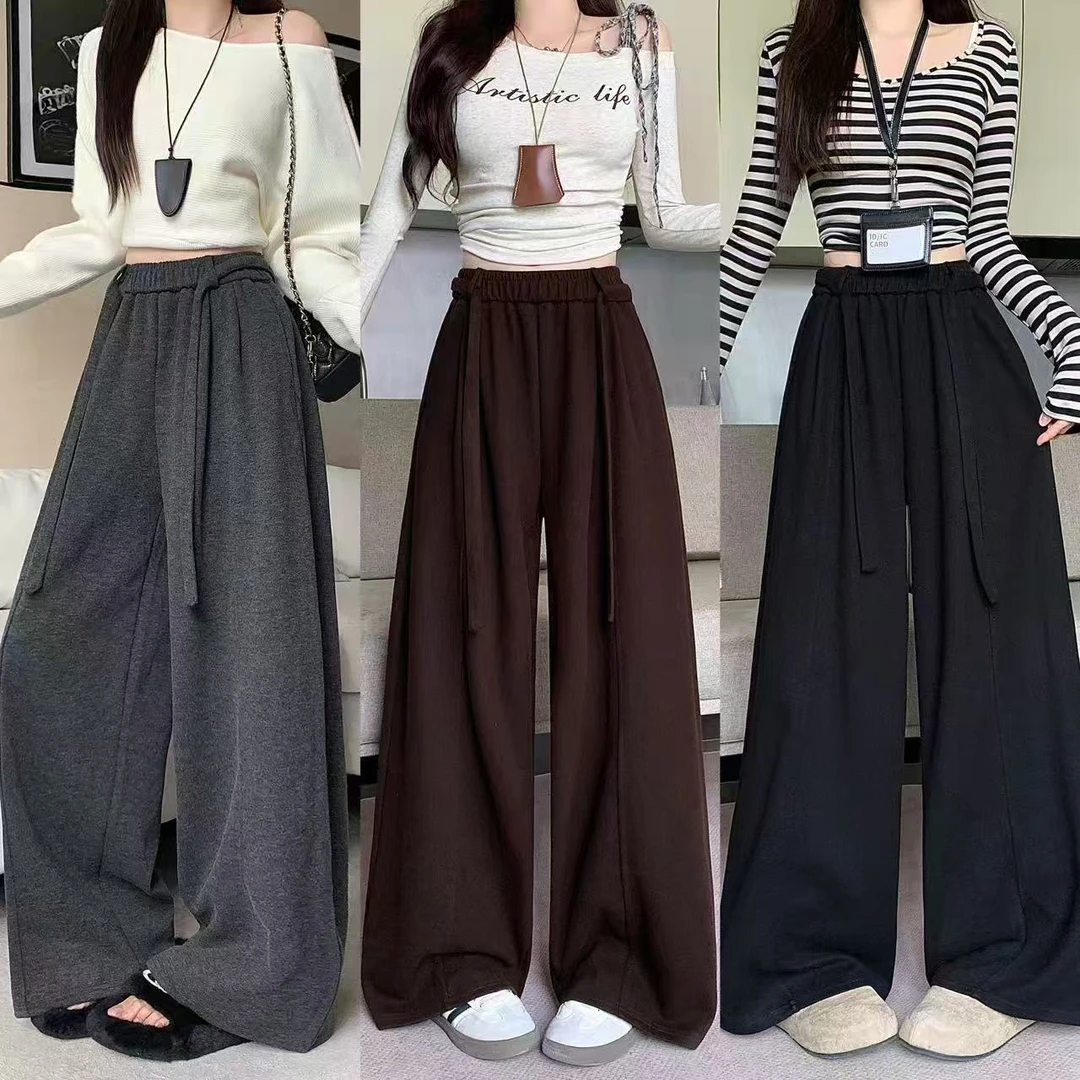 加厚弯刀裤大码女装2025胖mm直筒裤秋季显瘦设计休闲阔腿裤2260