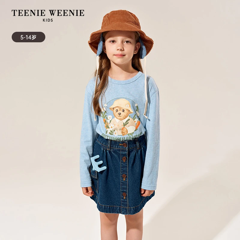 TeenieWeenie Kids小熊童装25秋休闲印花圆领长袖T恤TKLA257753I