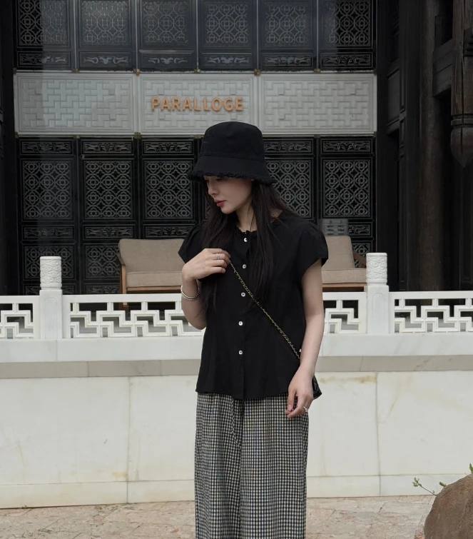 宿慕SUMU夏季显瘦小衫2025新款5-6时尚百搭遮肉透气舒适衬衫5927