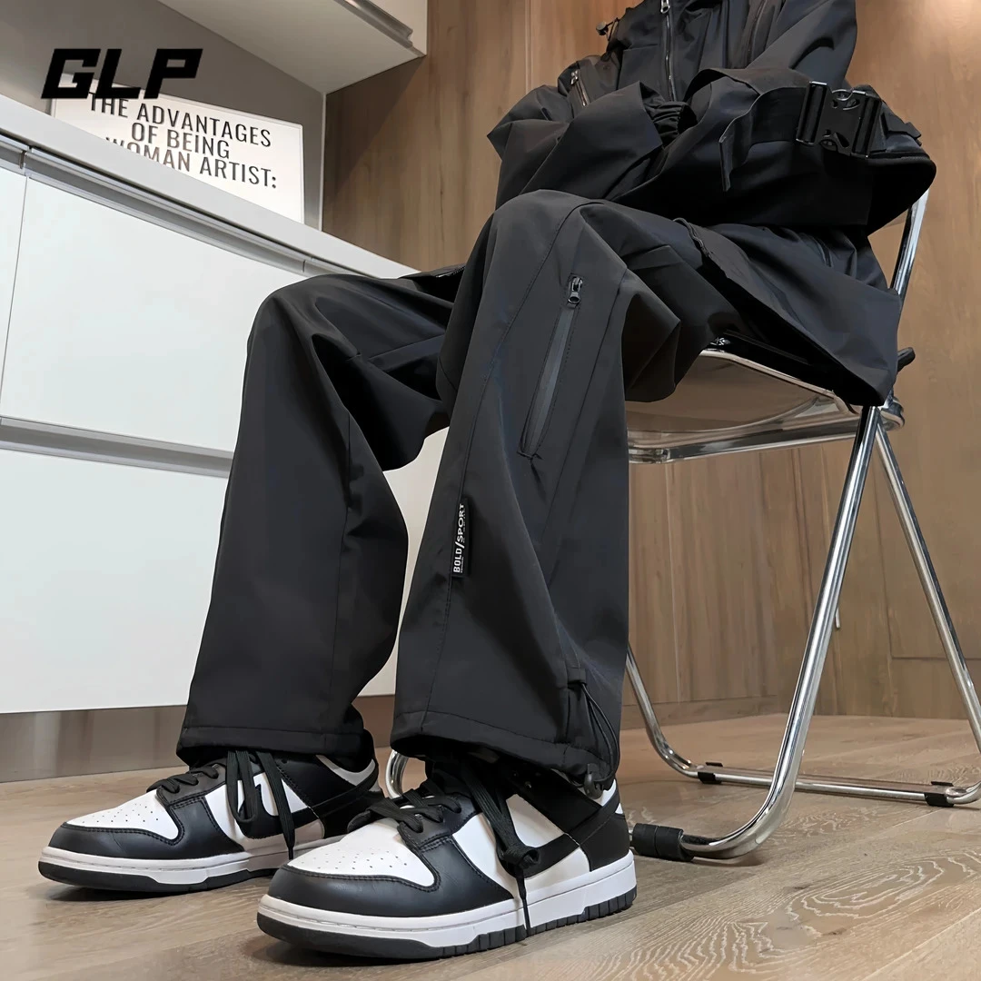 美式工装冲锋裤男新款潮牌夏季宽松防水登山裤直筒宽裤子痞帅男装