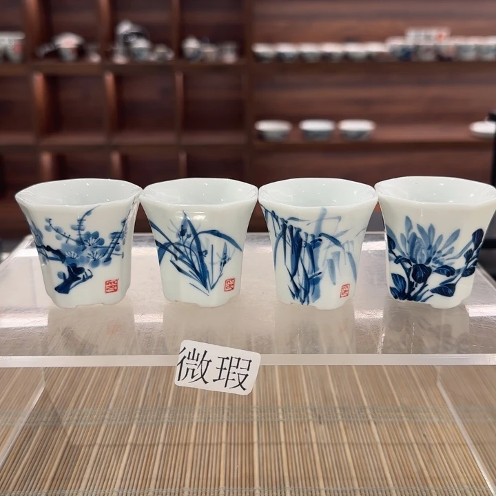 釉下手绘茶具微瑕