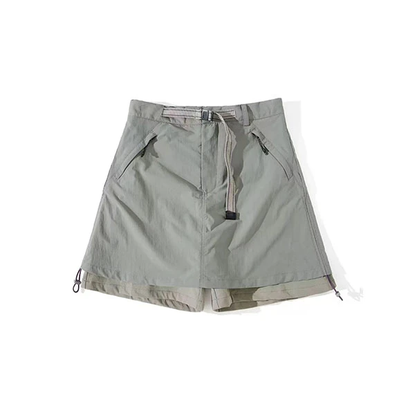 夏季新款轻量户外露营抽绳短裤纯色A字短裙宽松假两件裤裙女