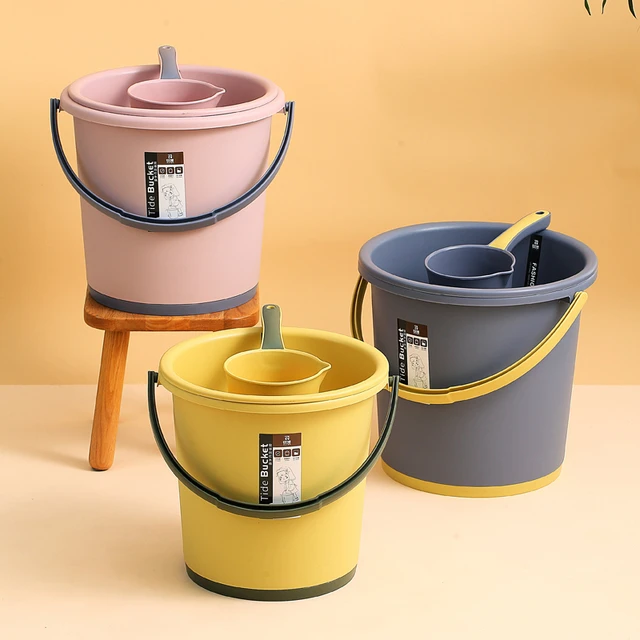 塑料水桶手提耐用洗脸盆家用储水桶圆形桶宿舍洗衣有盖水桶泡脚桶
