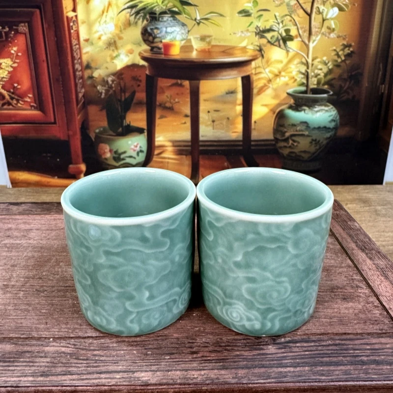 青瓷扳指杯浅色一对 ZH123
