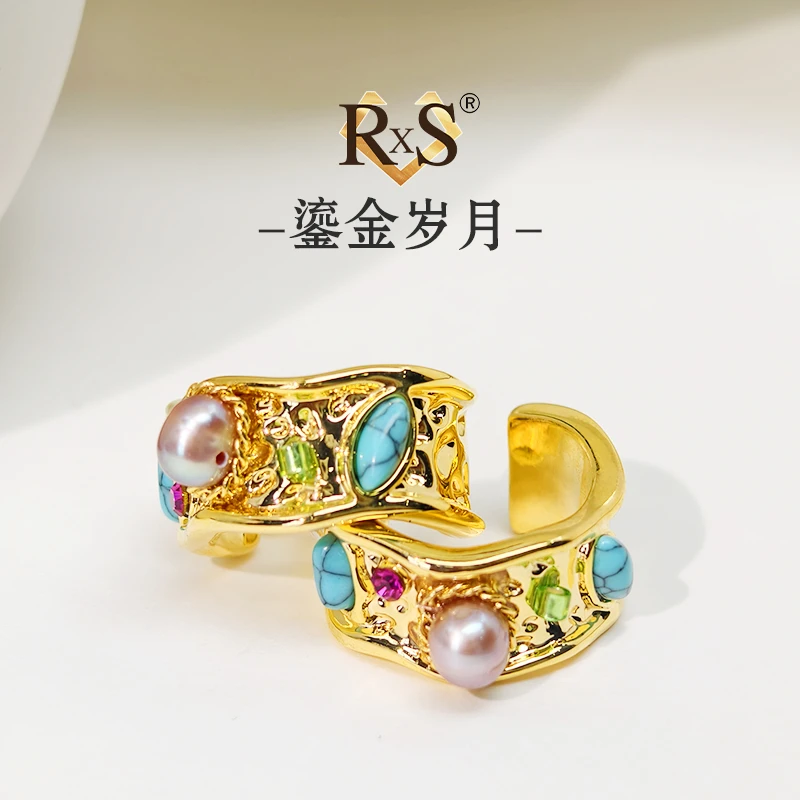 铜合金耳饰 镀925 K051【鎏金岁月】法师彩钻耳饰