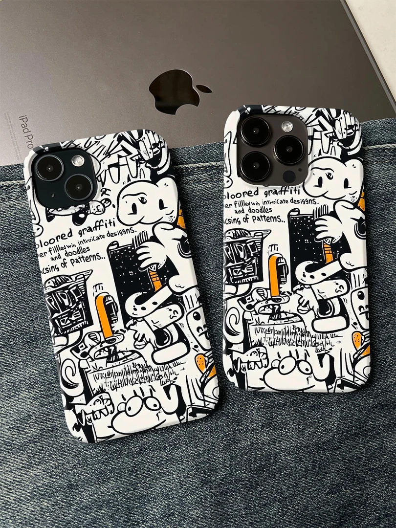 抽象涂鸦手机壳适用于苹果16promax小众个性简约ins艺术轻薄15/14