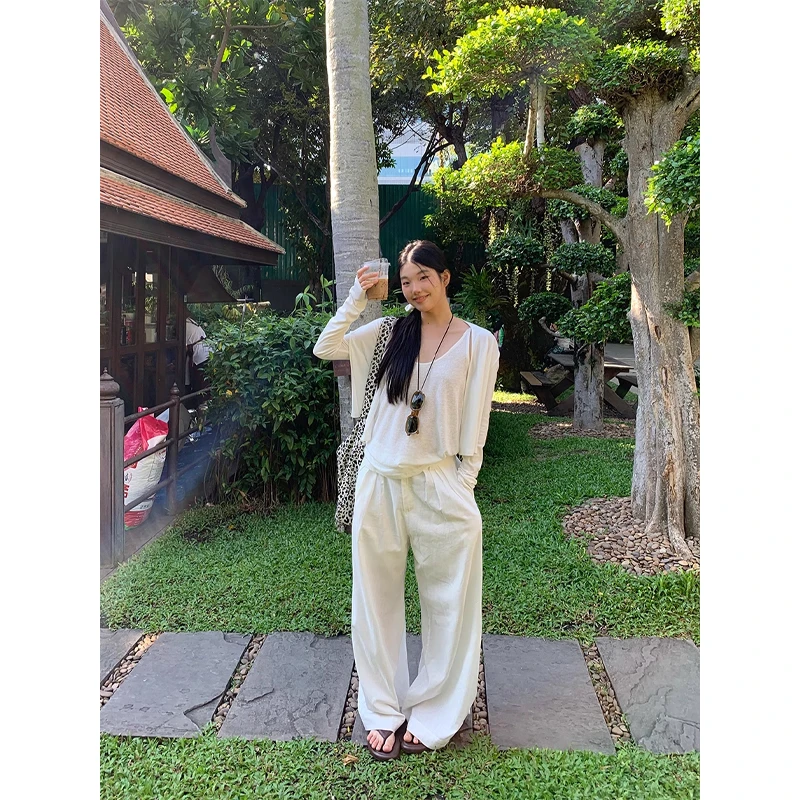 【春日悠游】新款时尚百搭通勤修身小众直筒休闲裤251V0440