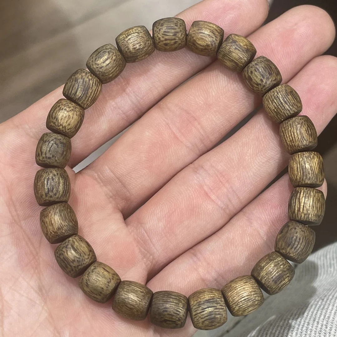 【佳哥推荐】J39546-母树老白棋沉香鼓珠单圈-8mm左右