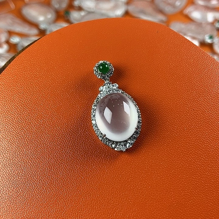 石英质玉银S925镀金镶嵌颈饰