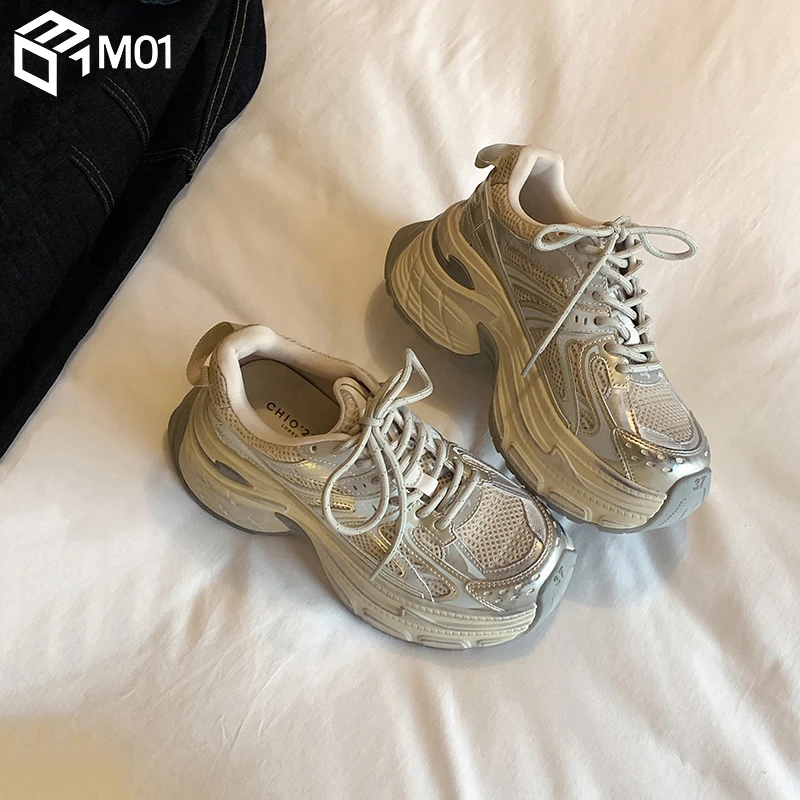 M01老爹鞋早秋鞋子女2025年春秋季小个子显高增高厚底运动休闲鞋