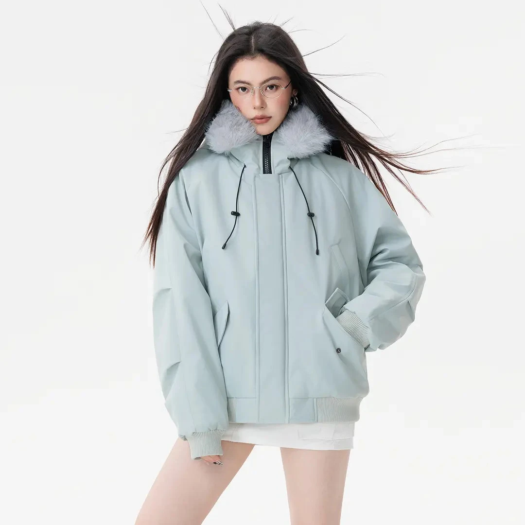 捣蛋小琳潮牌大口袋设计座山雕貉子毛帽子可拆卸百搭御寒保暖棉服