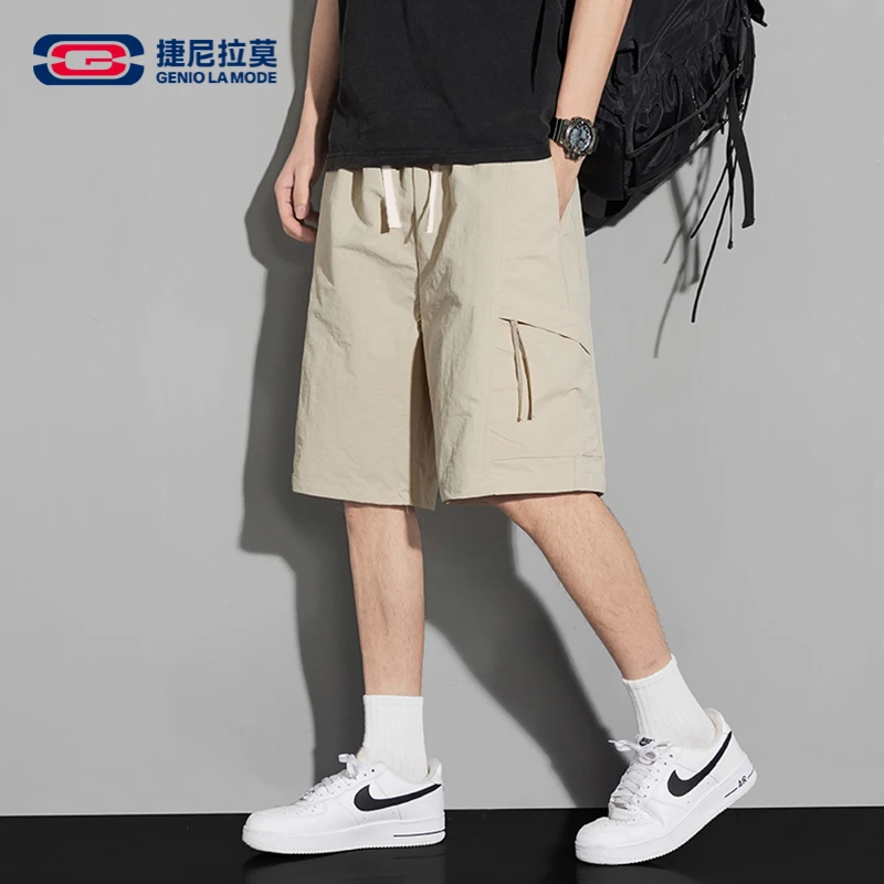 GENIOLAMODE冰丝五分休闲工装短裤男款速干宽松运动男士短裤夏季