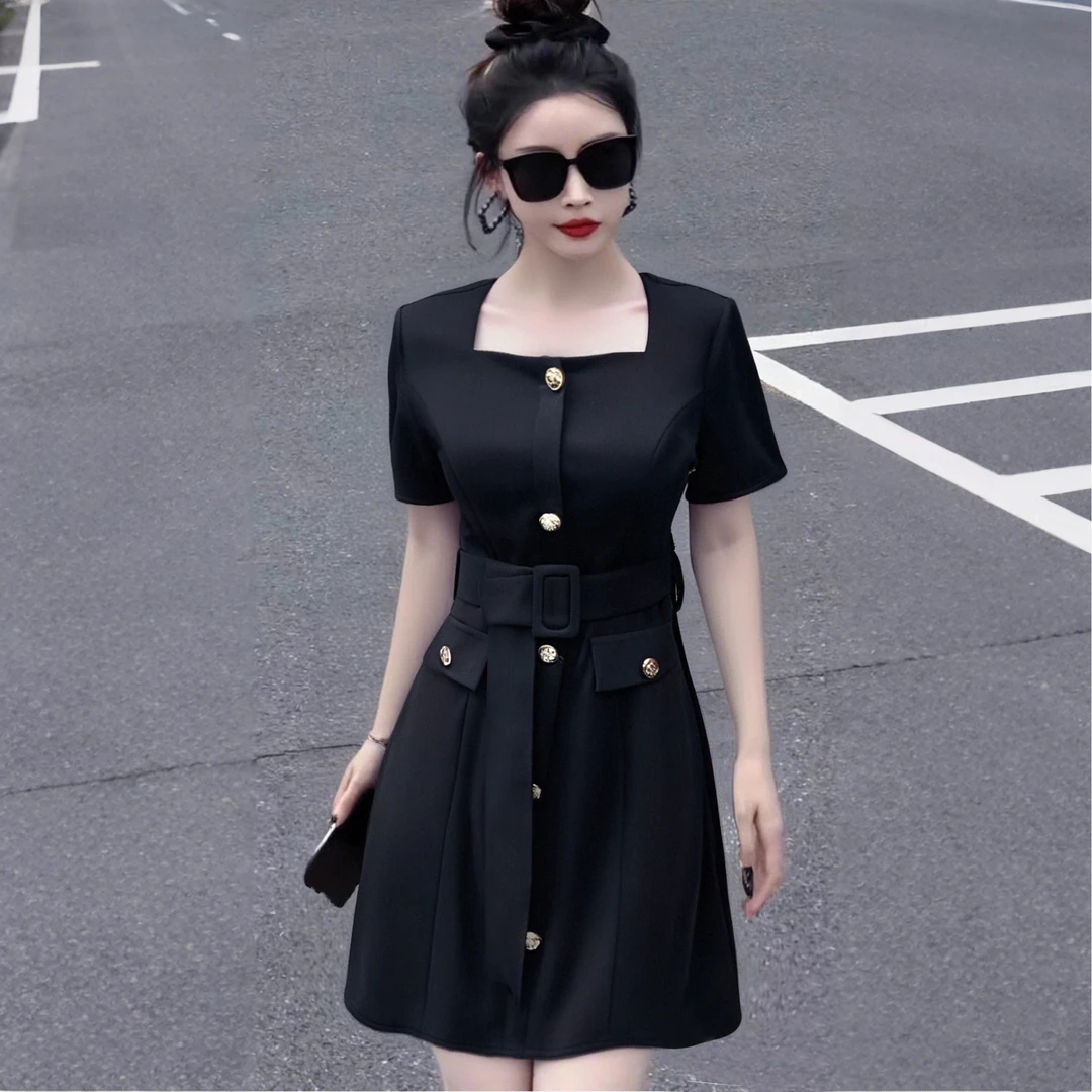 A法式小香风短袖连衣裙女装夏季新款名媛气质显瘦高级感裙子D1170