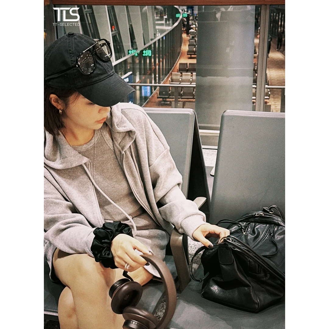 TT【华夫格】韩国进口轻薄舒适华夫格宽松廓形连帽开衫四件套WT5015