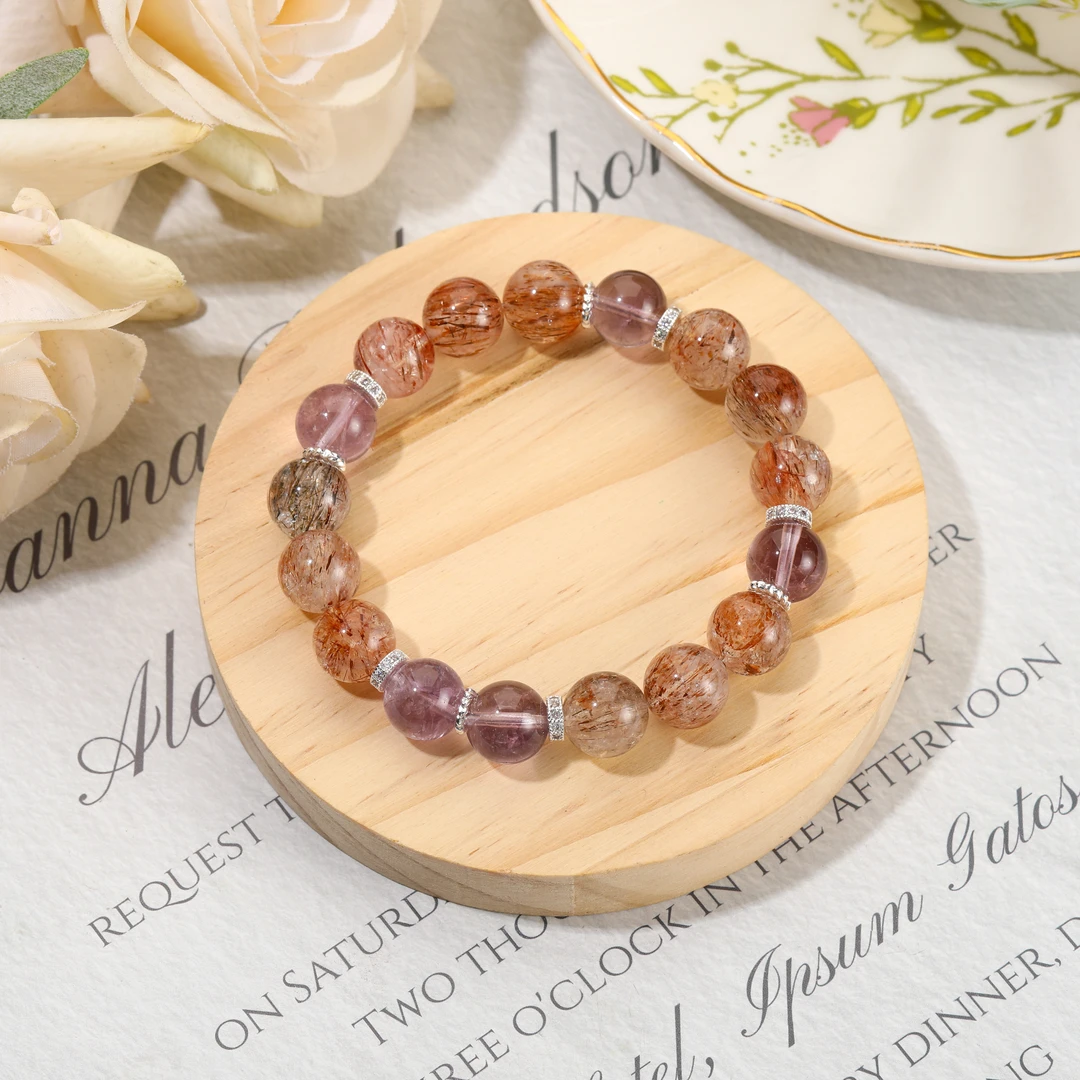 SJ-1344【紫超七】 黑金超  紫水晶  水晶手串