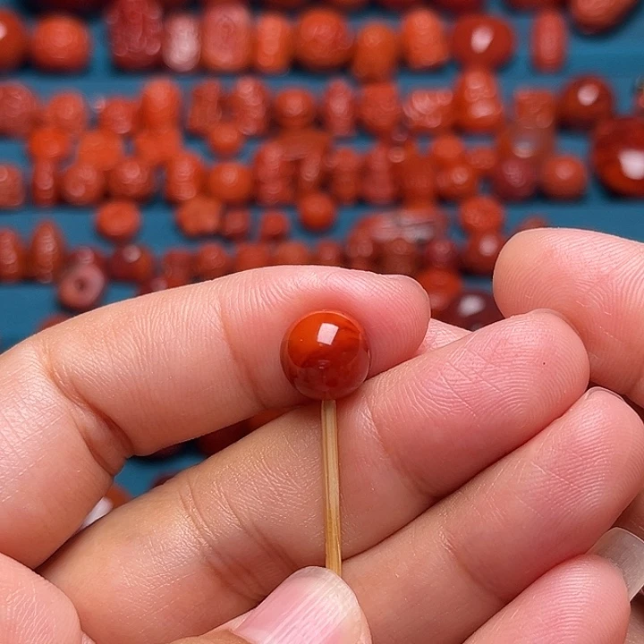南红玛瑙未镶嵌配饰火焰纹圆珠10mm