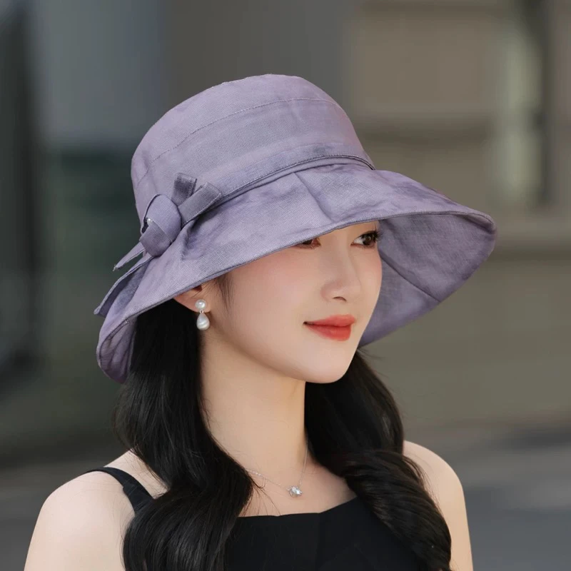 遮阳帽女士春夏新款中老年太阳帽防晒洋气时尚渔夫帽大檐遮脸盆帽