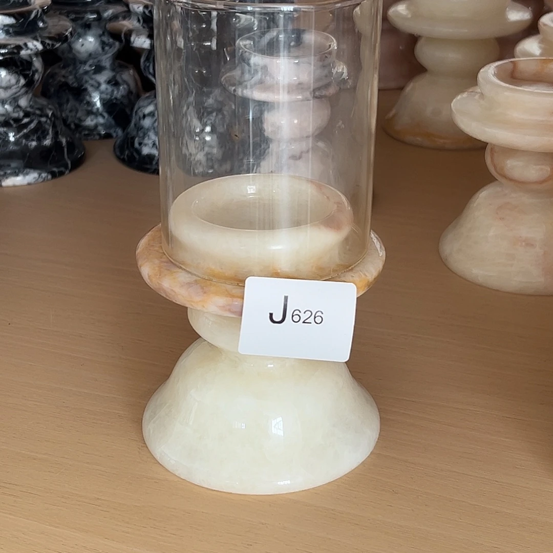 石材J626白水晶烛台笔筒