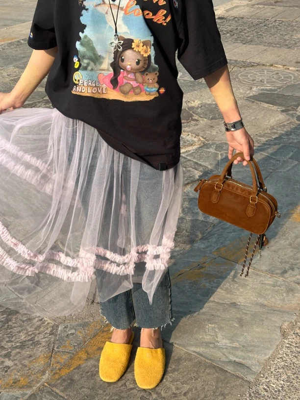 XIHaokan 粉色少女纱纱裙