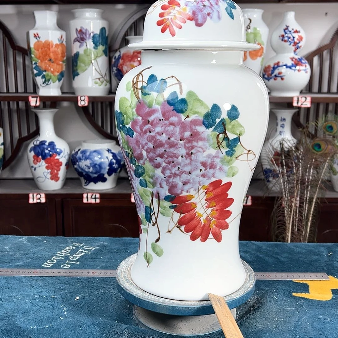 摆件景德镇陶瓷将紫藤