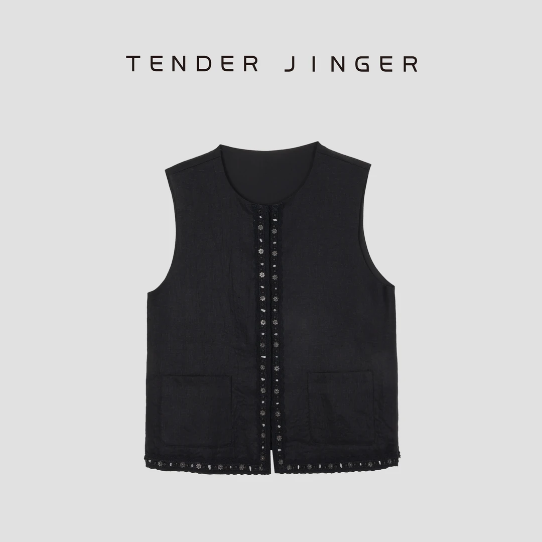 Tender Jinger休闲女复古新中式亚麻马甲T51YMS80071