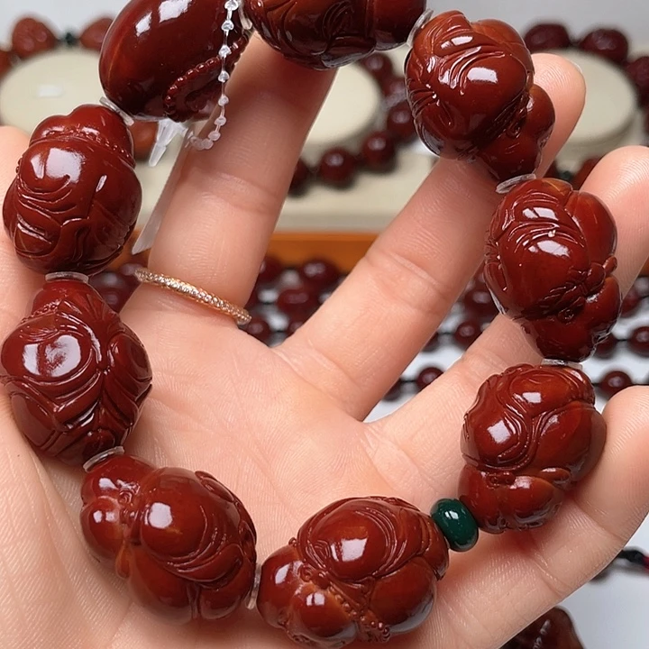 橄榄核手串用****7包浆玉化
