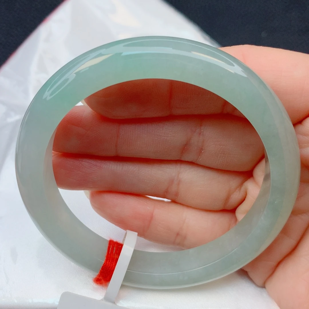 翡翠未镶嵌手镯54-55冰绿